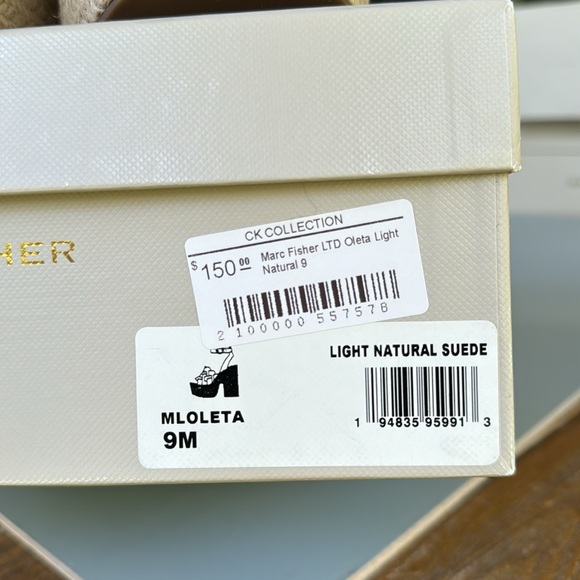 Marc Fisher platform light natural suede espadrille platform 9M sandal - Picture 7 of 8